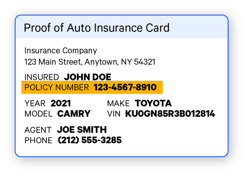 where can I find my car insurance policy number?