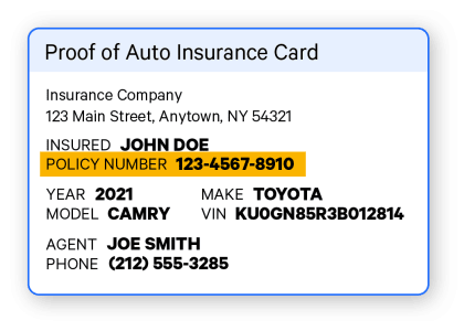 where can I find my car insurance policy number?