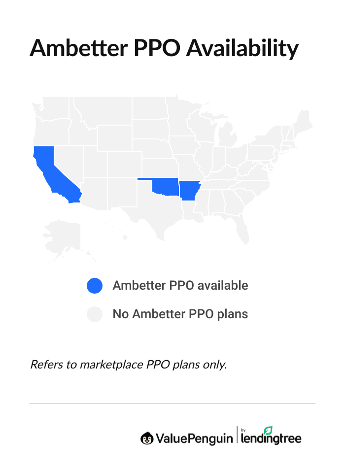 Graph showing where Ambetter sells marketplace PPO plans