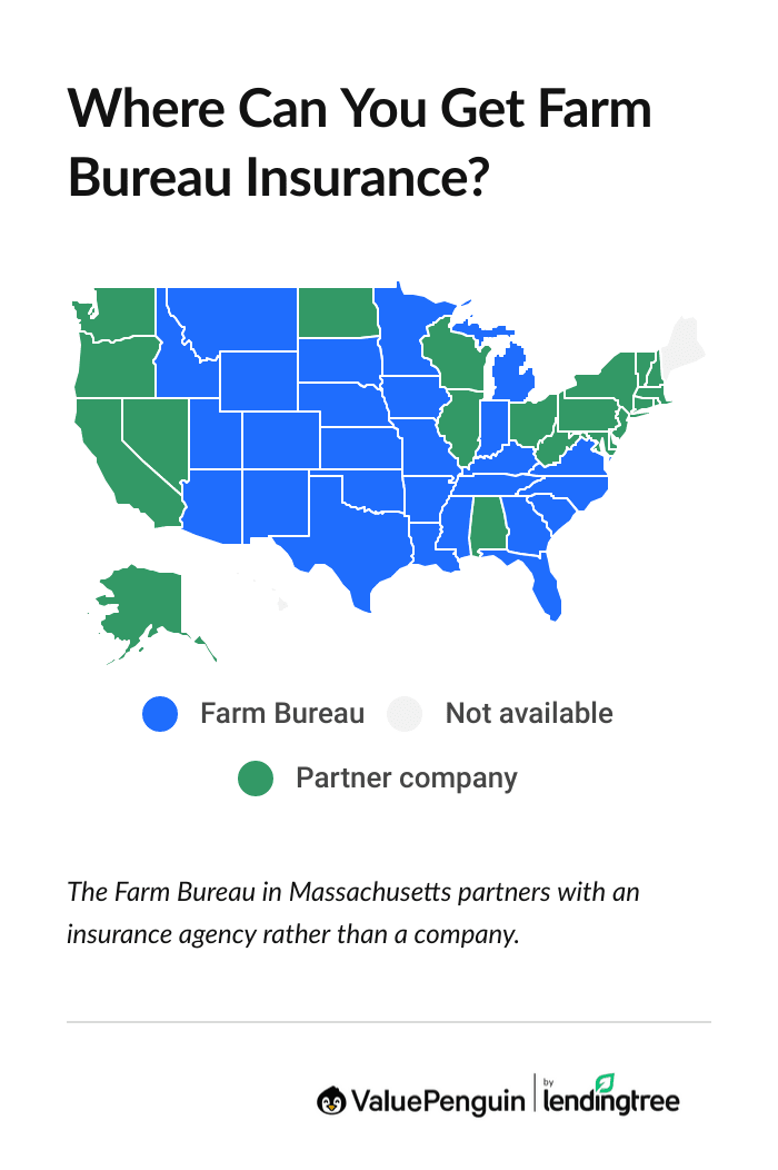 Map showing where Farm Bureau insurance is available