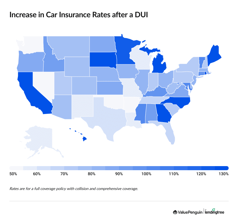 DUI car insurance rates by state