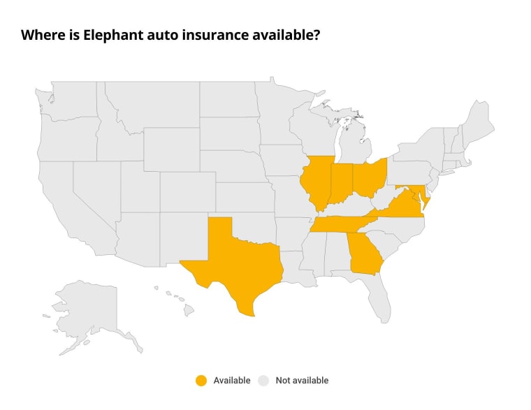 map of Elephant Insurance availability