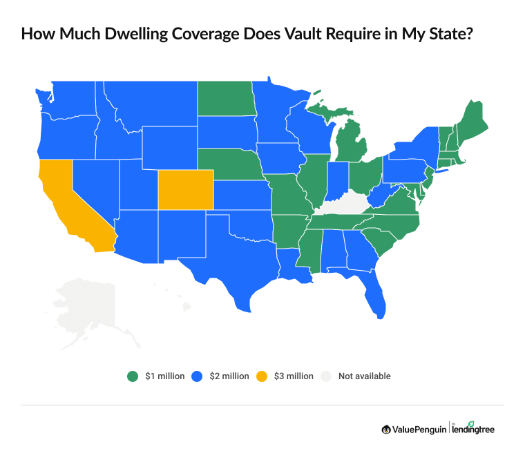 How much dwelling coverage does Vault Insurance require in my state?