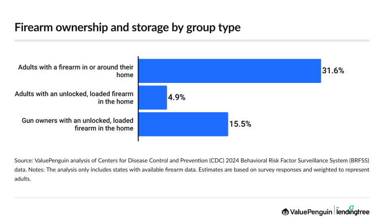 Firearm ownership and storage by group type.