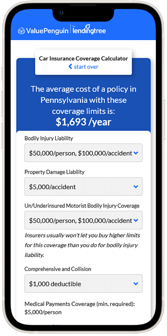 ValuePenguin auto insurance calculator