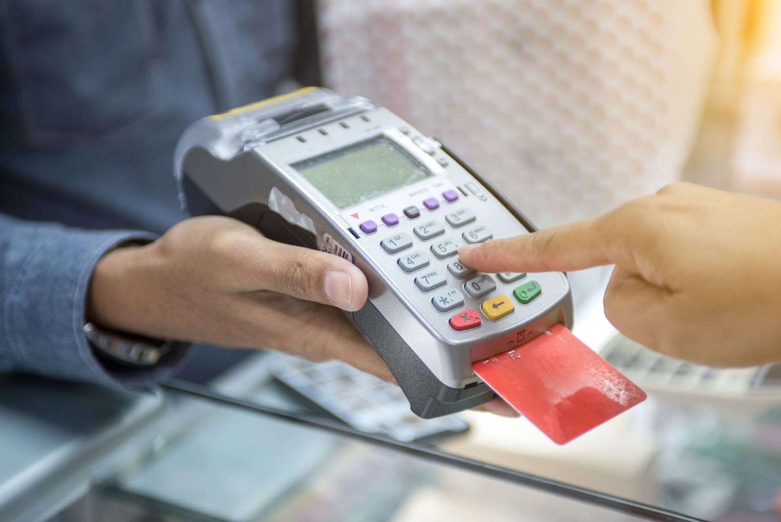 Keying into credit card terminal