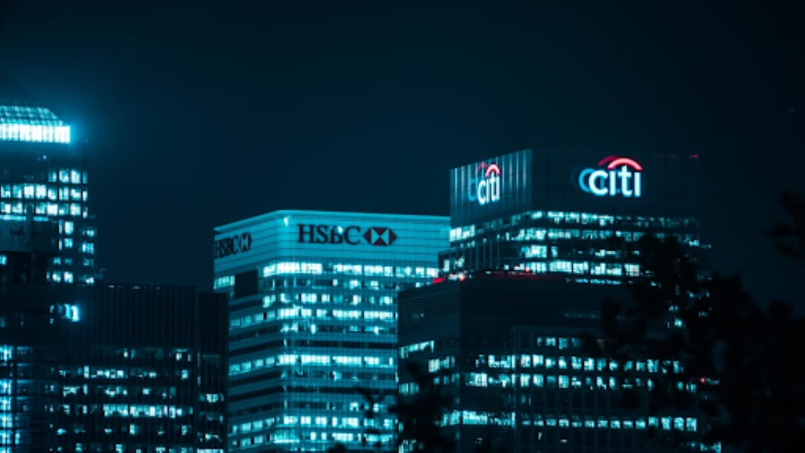 HSBC and Citi at night