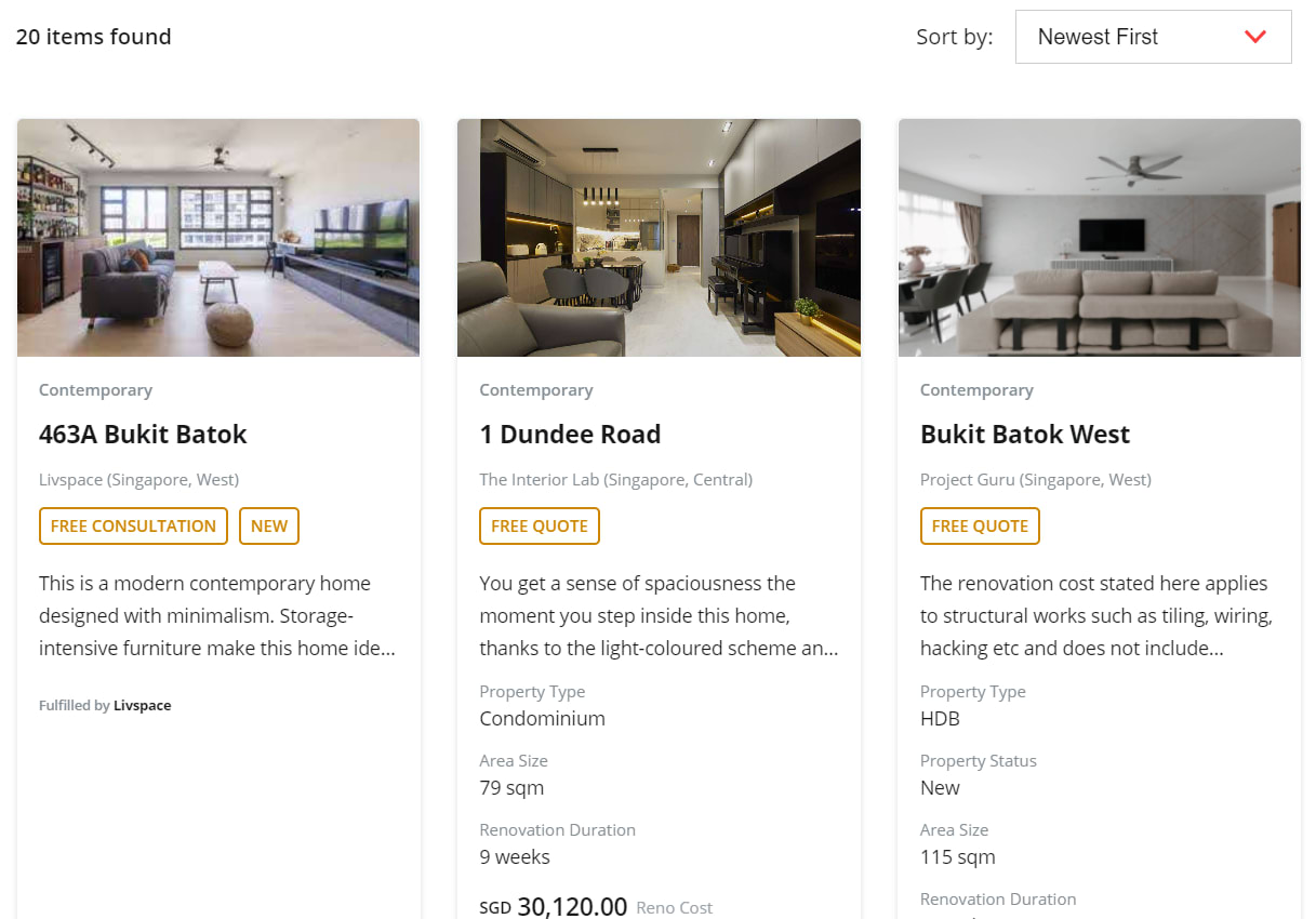 renovation listings on dbs home and living marketplace website