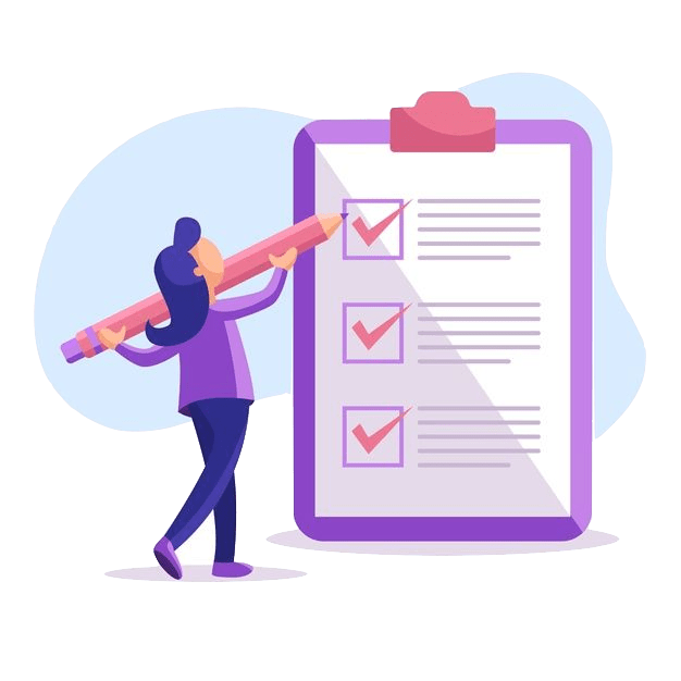 Lady ticking off items in a checklist