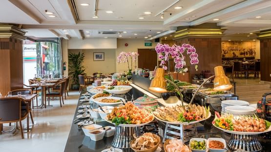 asian peranakan buffet suns cafe in a hotel restaurant