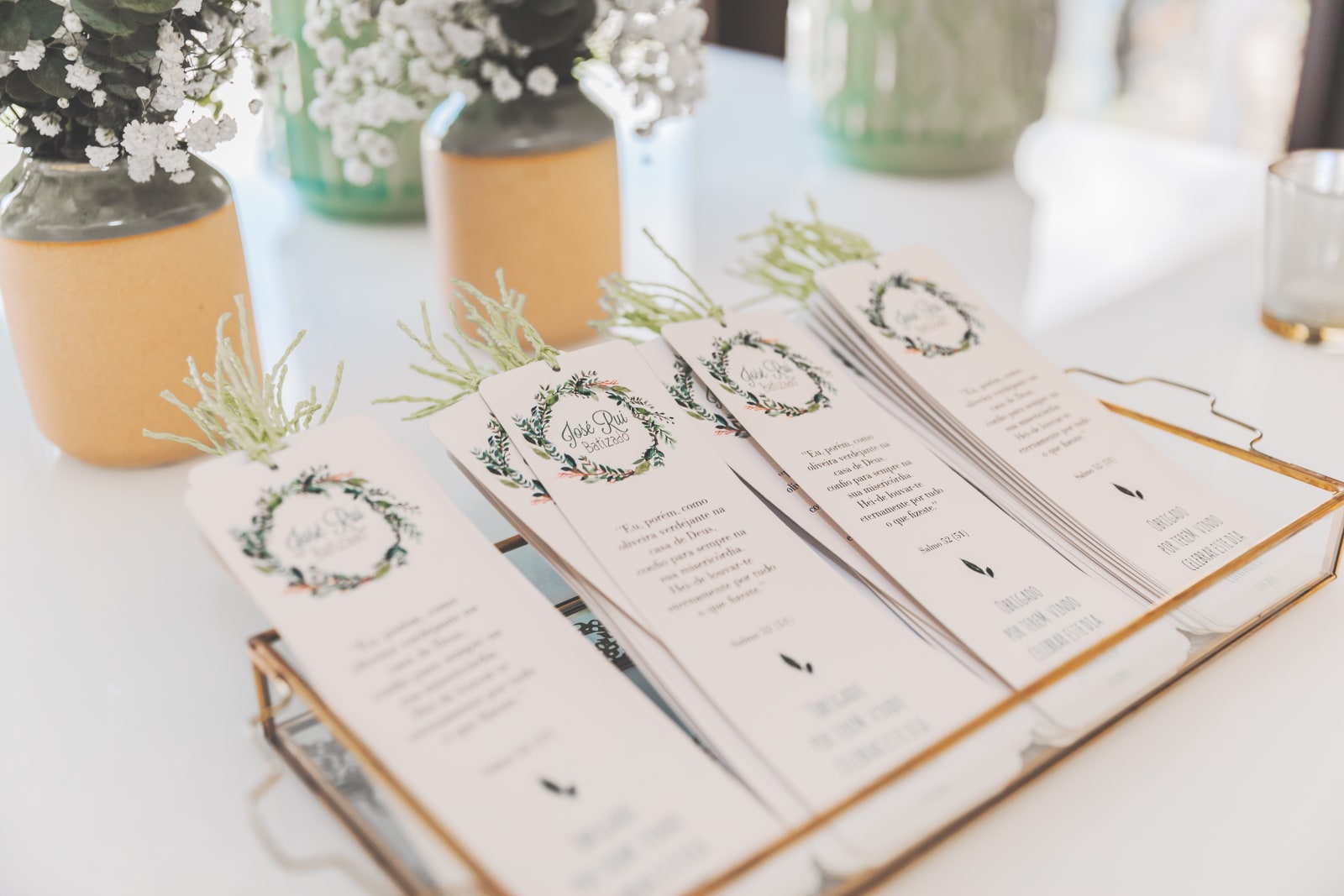 Wedding invitations in stacks of four