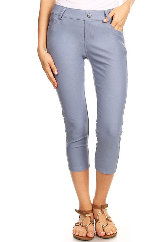 Women's Light-Blue Capri Pants