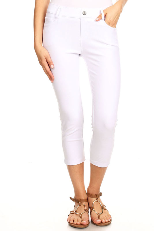 Women's Cotton Blend Capri Jeggings Stretchy Skinny Pants Jeans ...