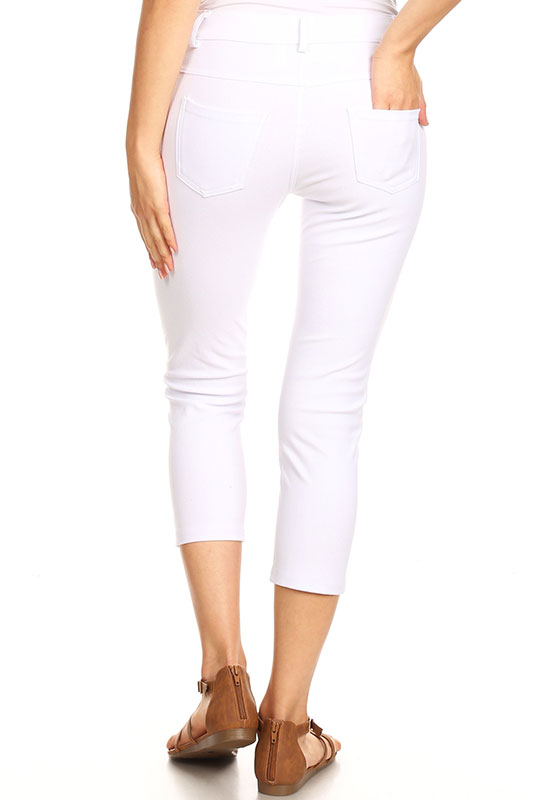 Women's Cotton Blend Capri Jeggings Stretchy Skinny Pants Jeans ...