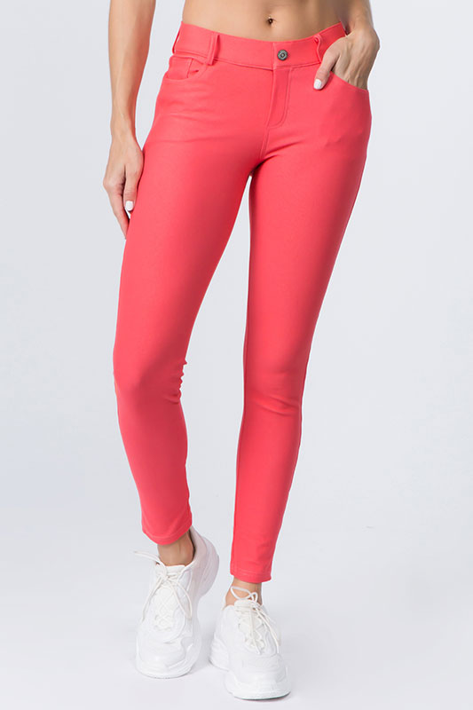 Women Skinny Colorful Jeggings Stretchy Sexy Pants Soft Leggings Rose Red  XL