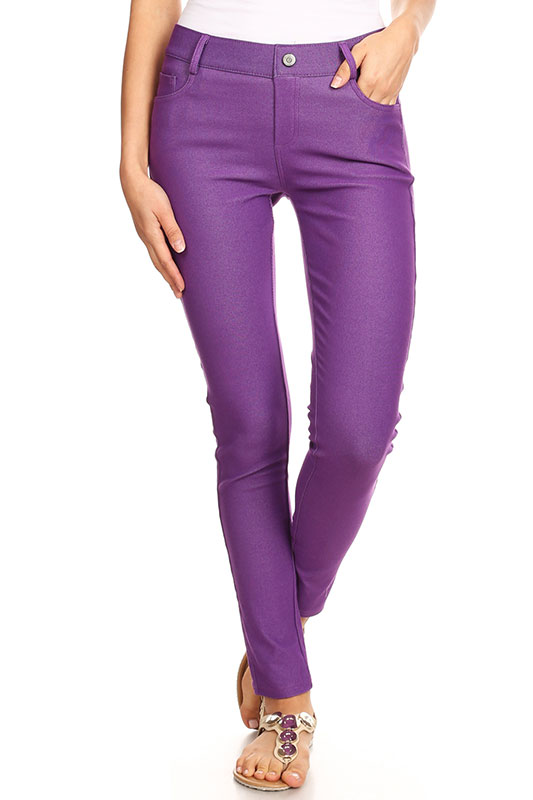 YWDJ High Compression Leggings for Women Casual Pants Imitation Denim  Leggings Super Elastic Ladies Slim Trousers Purple XXL 