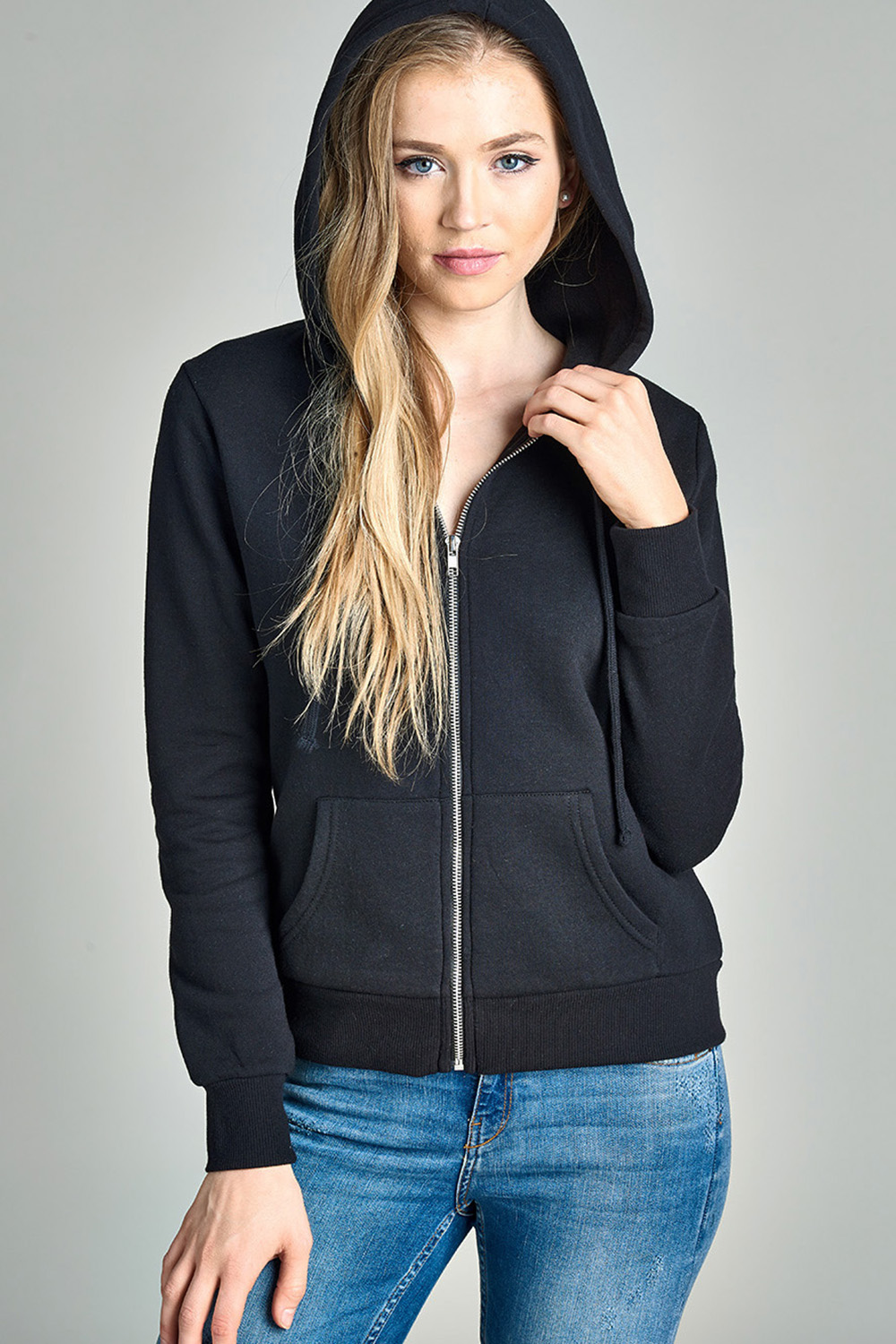 Women's Basic Zip Up Fleece Hoodie Jacket Lightweight w/ Pockets eBay