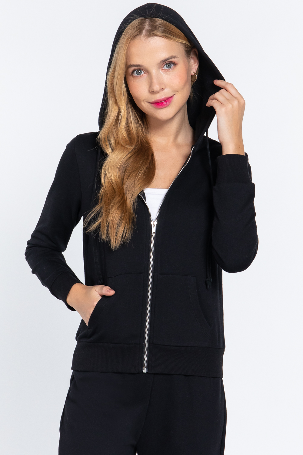 Women's Basic Zip Up Fleece Hoodie Jacket Lightweight w/ Pockets | eBay