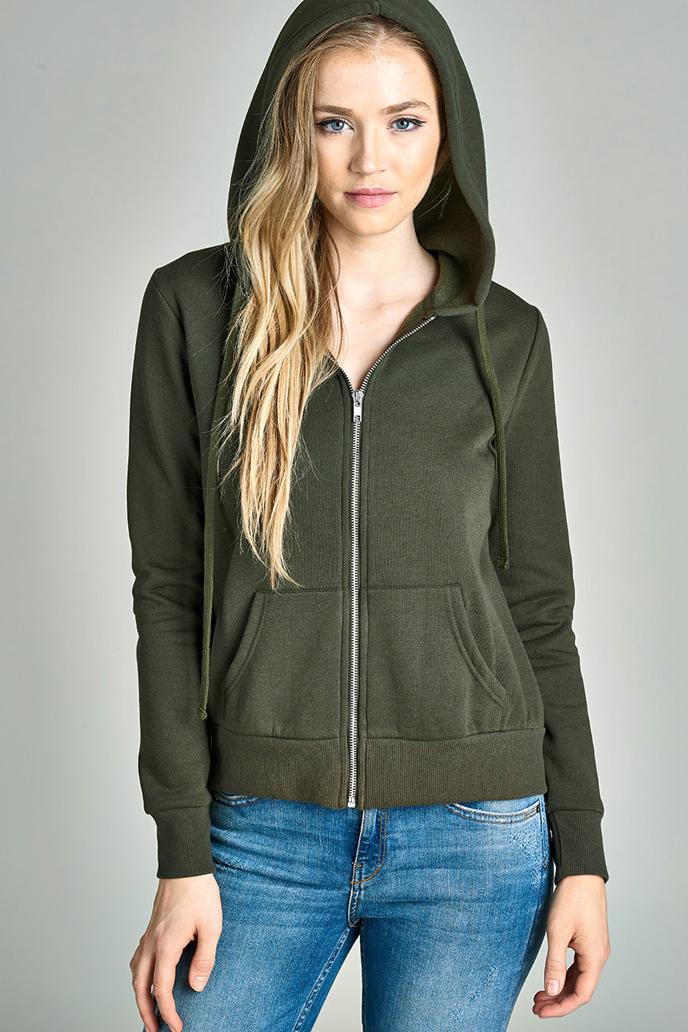 Women s Basic Zip Up Fleece Hoodie Jacket Lightweight W Pockets EBay