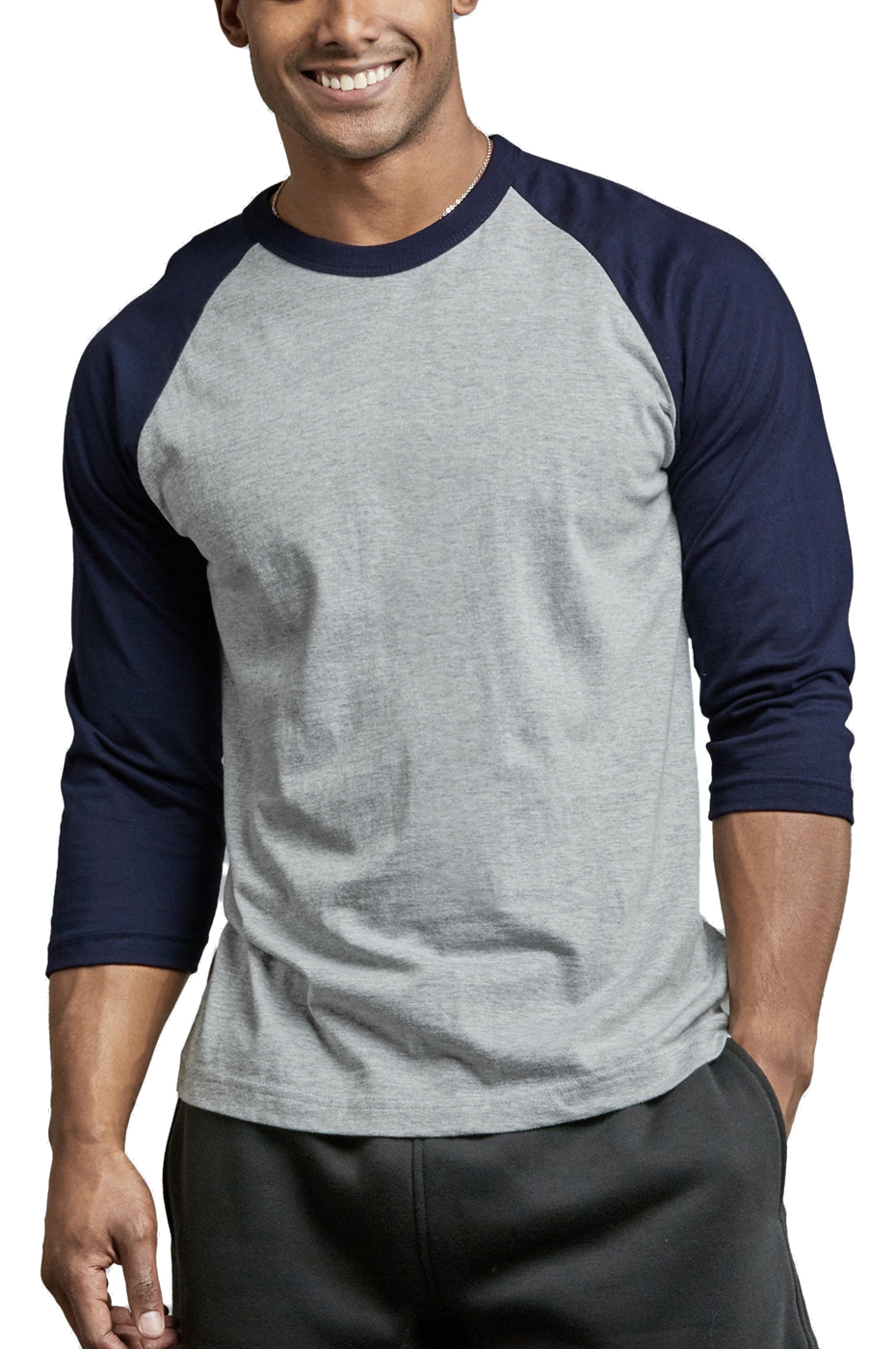 Men's Long Sleeve Baseball T-Shirt Raglan Jersey Two Tone Active Tee