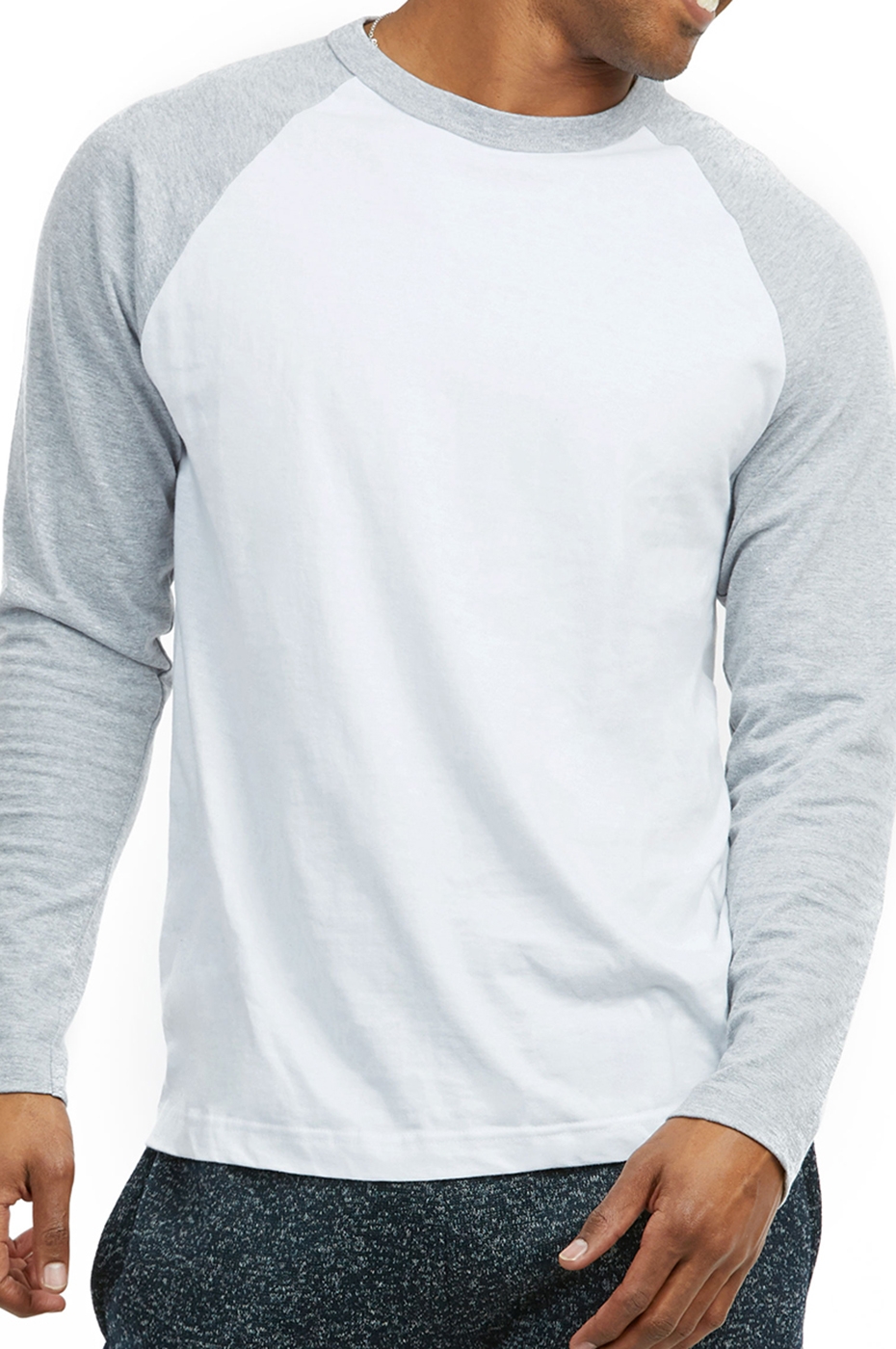 Men's Long Sleeve Baseball T-Shirt Jersey Raglan Two-Tone Active Tee 