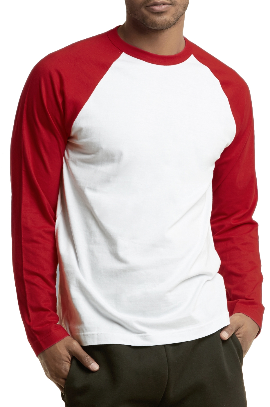 Blended Men's Long Sleeve Baseball T-Shirt Jersey Raglan Two-Tone Active Tee, Size: Small