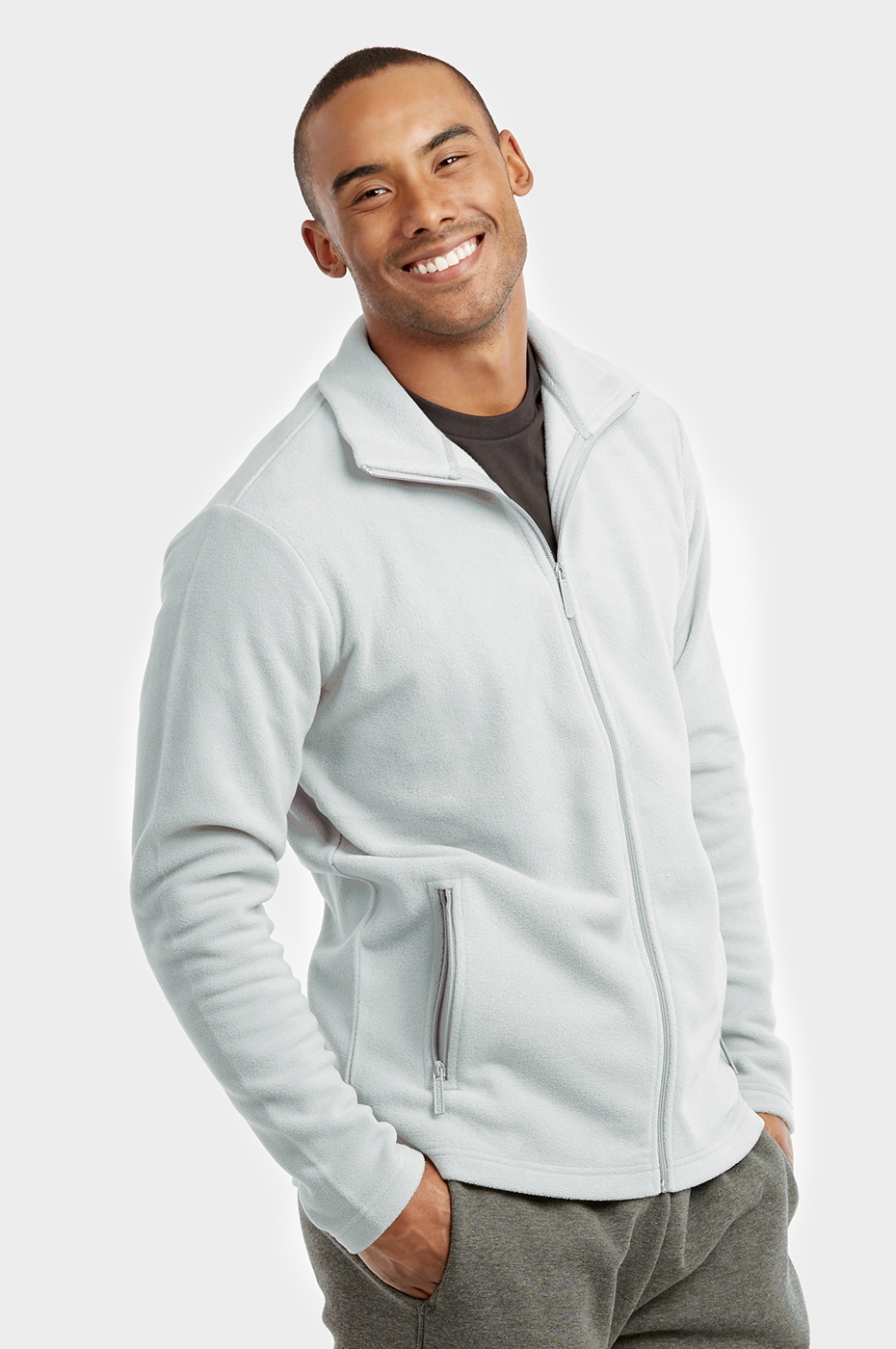 Men's Polar Fleece Jacket Plain Full Zip-Up Warm Layering Coat | eBay