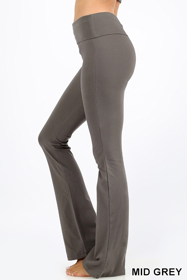 Charcoal Cotton Fold Over Waist Flare Pants