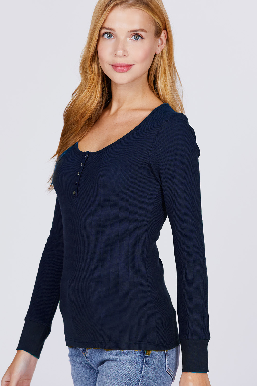 Womens Basic Henley Thermal Long Sleeve Knit T Shirt W Buttons Ebay