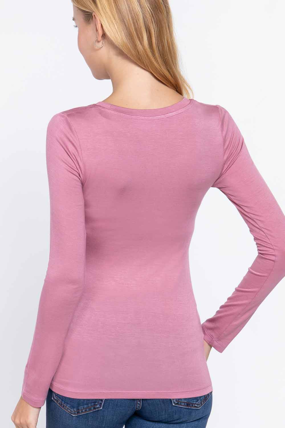 Womens Premium Basic Long Sleeve Round Crew Neck T Shirt Top Warm Soft Ebay 