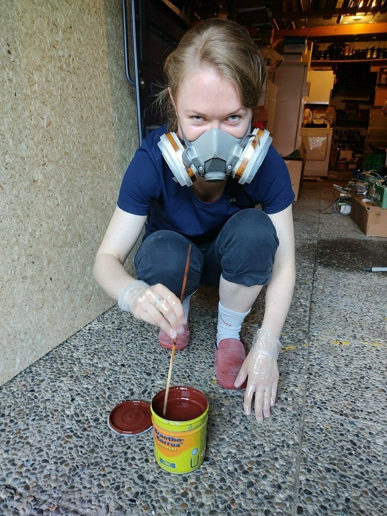 Camille applying anti-rust