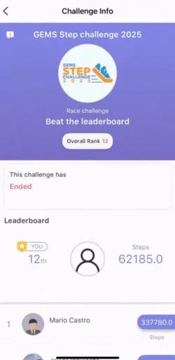 Race challenge vantage fit app