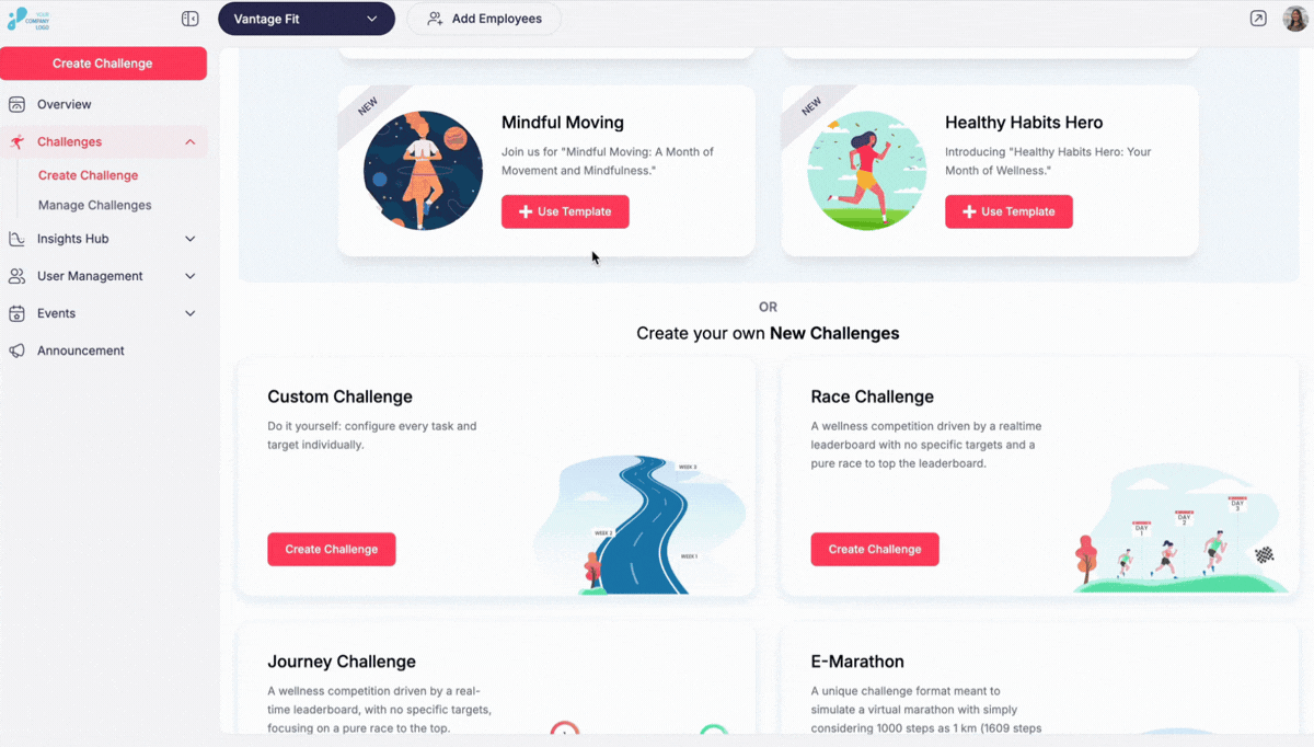 Race challenge vantage fit hr dashboard