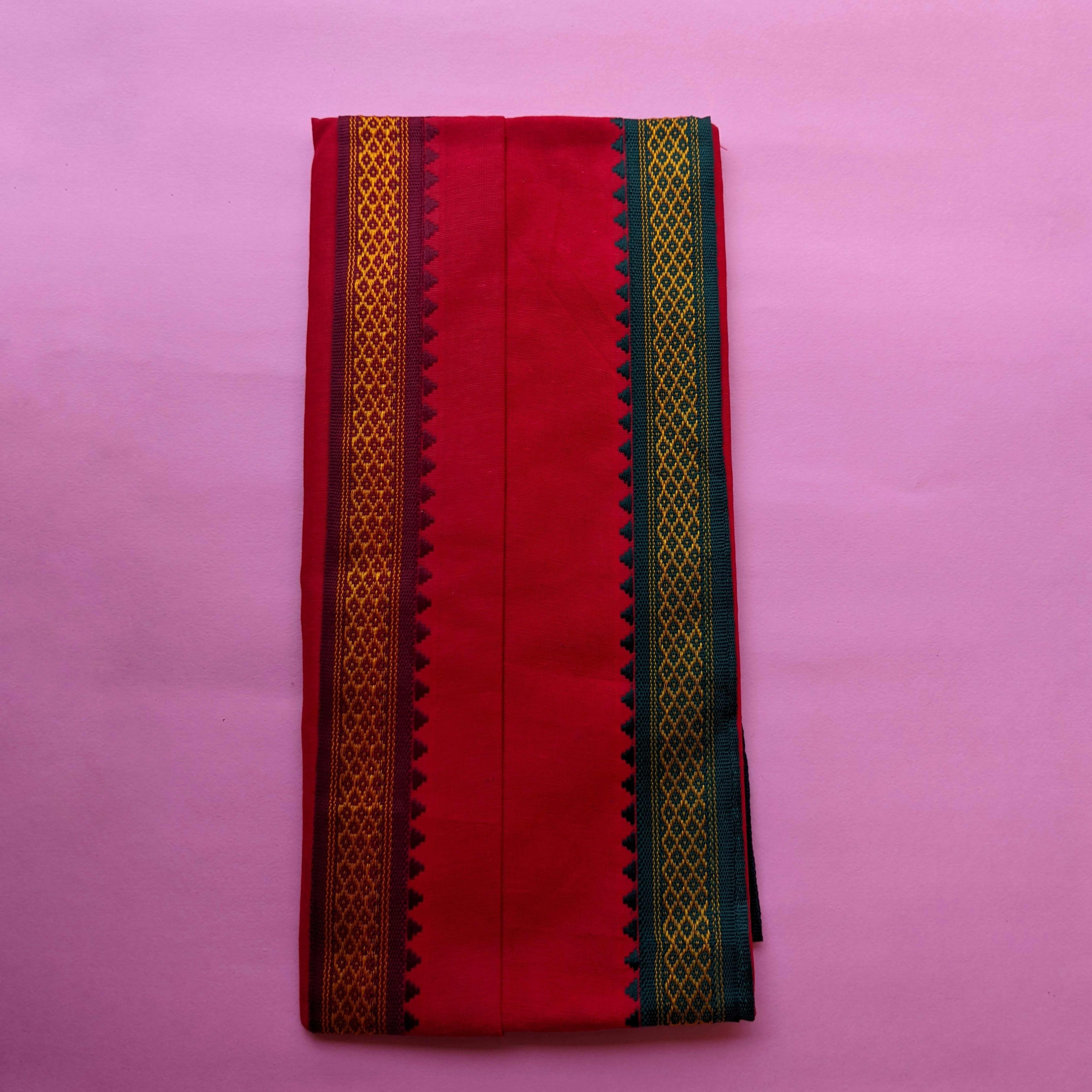 Red Gamccha with Border - view 2