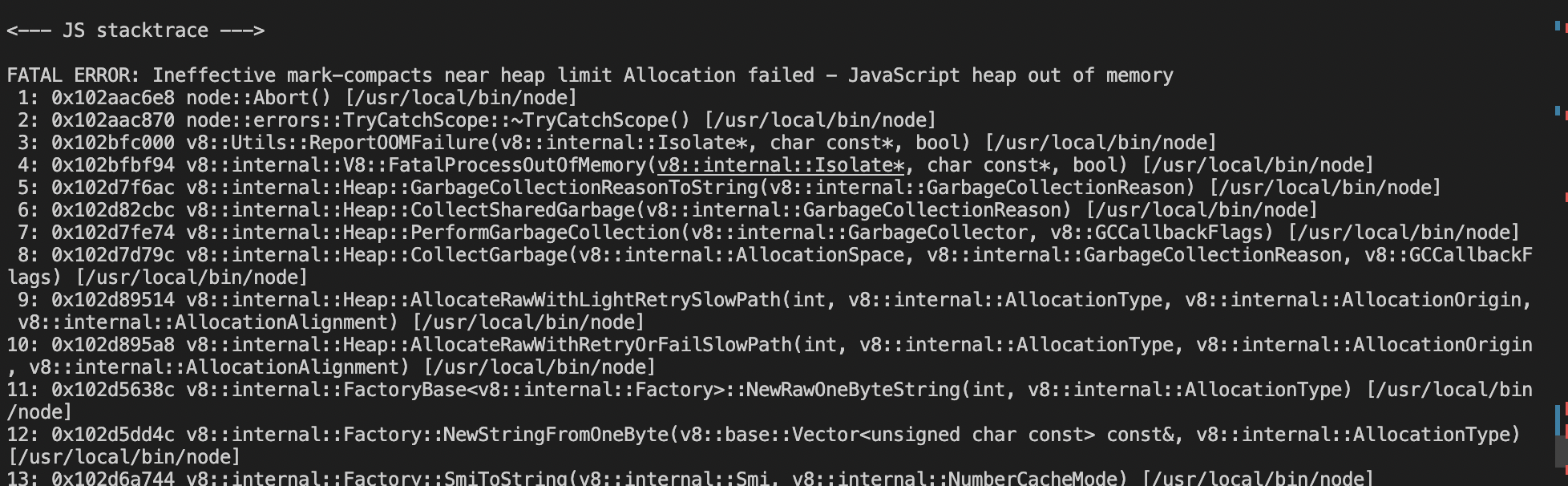 JavaScript heap out of memory error in Nethermind's warp transpiler