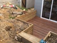 Timber Sleepers and Treated Pine Retaining Wall by JV Constructions