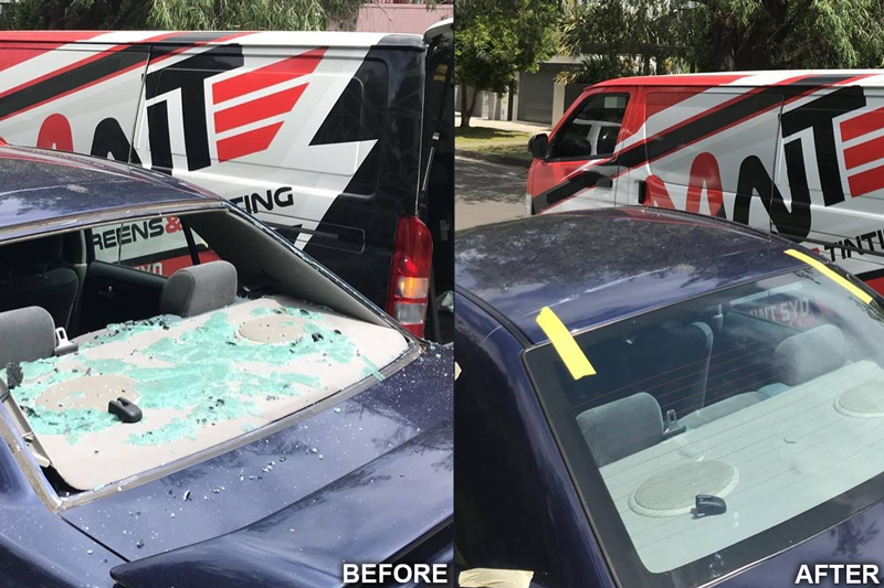 Before and After of Car Window Glass Repaired