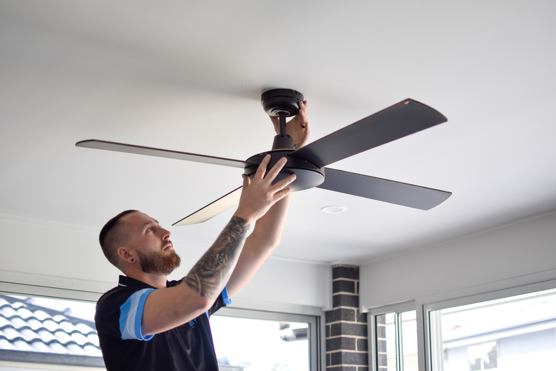 HQ Technicians Installing LED Downlights in Kitchen