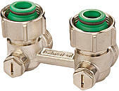 H-ventil vinkel for 3/4" Eurokonus med avstengning