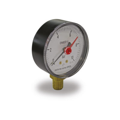 Manometer Ø50 1/4''  0-10 bar tilkobling ned