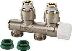 H-ventil, rett og vinkel  med avstengning.1/2"-3/4" Eurokonus Ventil for termostat