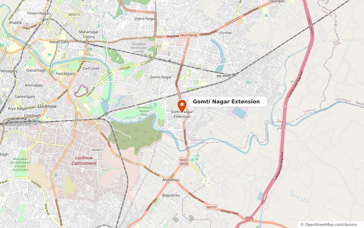 Map: Gomti Nagar Extension, Lucknow, Uttar Pradesh
