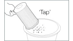 Tap filter against bin