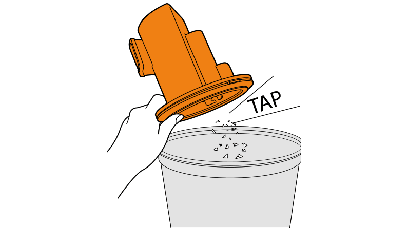 Tap against bin