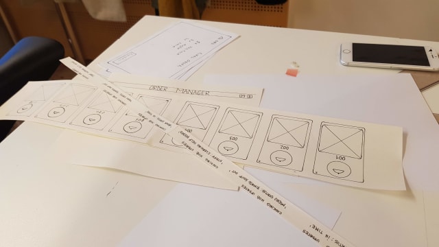 Paper prototypes of UI on a table