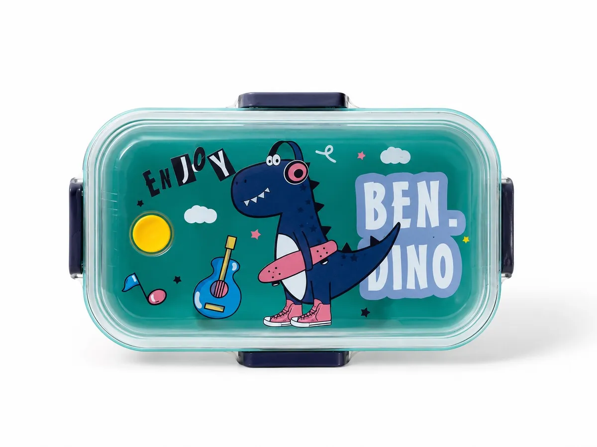 Kids School Lunch Box with Fork - Secure Bento Box with Space & Dinosaur Designs