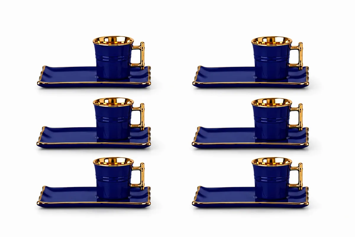 Luxury Porcelain Coffee Set – 6 Cups with 6 Coasters (12-Piece Set) – Elegant Drinkware for Home & Hospitality