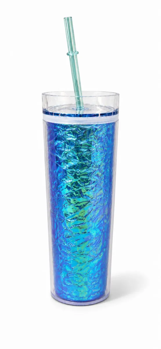 Shimmer Acrylic Tumbler with Lid & Straw (400ml)