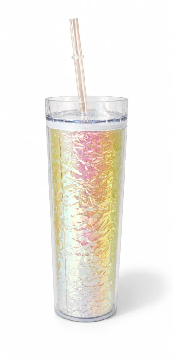Shimmer Acrylic Tumbler with Lid & Straw (400ml)