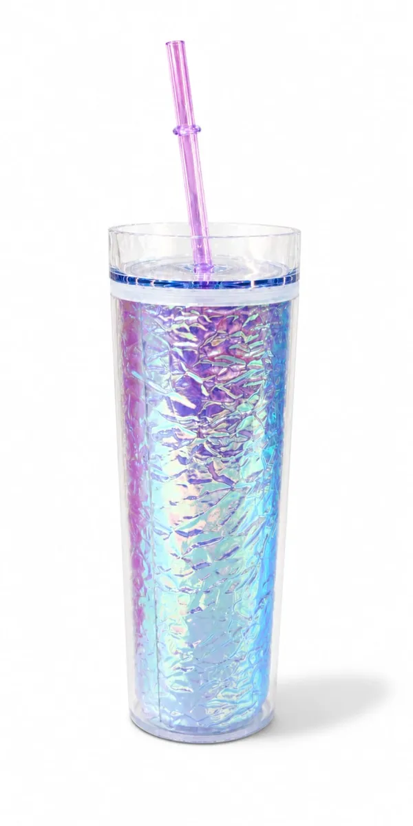 Shimmer Acrylic Tumbler with Lid & Straw (400ml)
